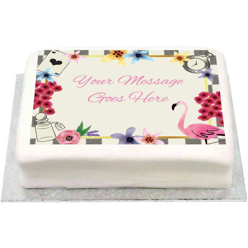 Personalised Photo Cake - Tea Party Message Only Personalised Cake
