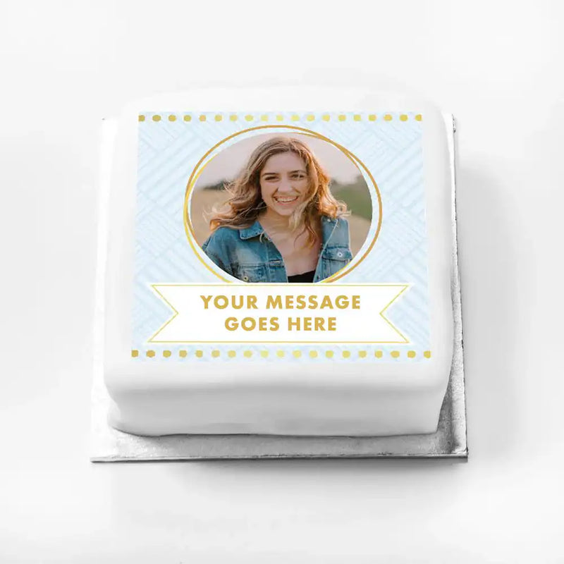 Personalised Message Gift Cake – Blue Pastel Photo & Message Personalised Gift Cake