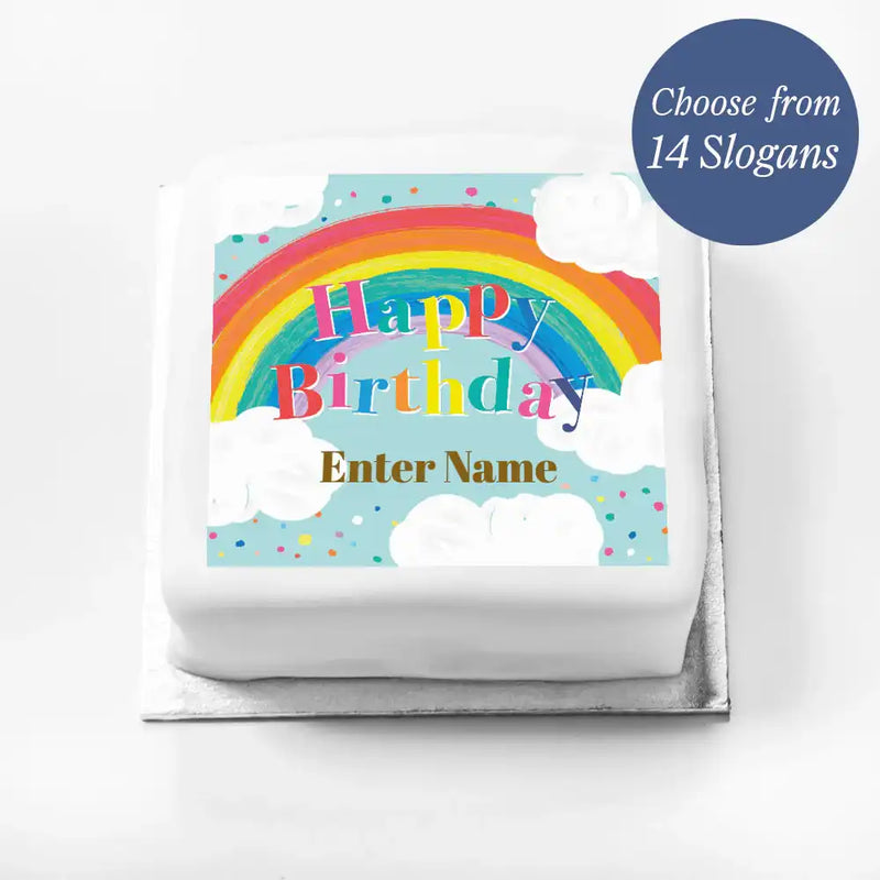 Personalised Slogan Gift Cake – Rainbow Blue Personalised Cake