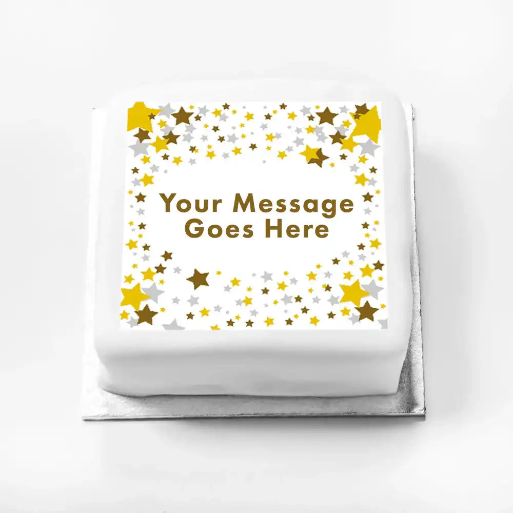 Personalised Photo Cake - Metallics Confetti Message Only Small (up to 6 small portions) Personalised Cake
