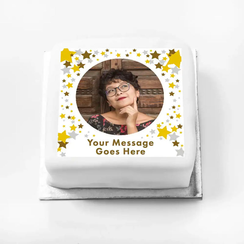 Personalised Message Gift Cake – Metallics Confetti Photo & Message Personalised Gift Cake