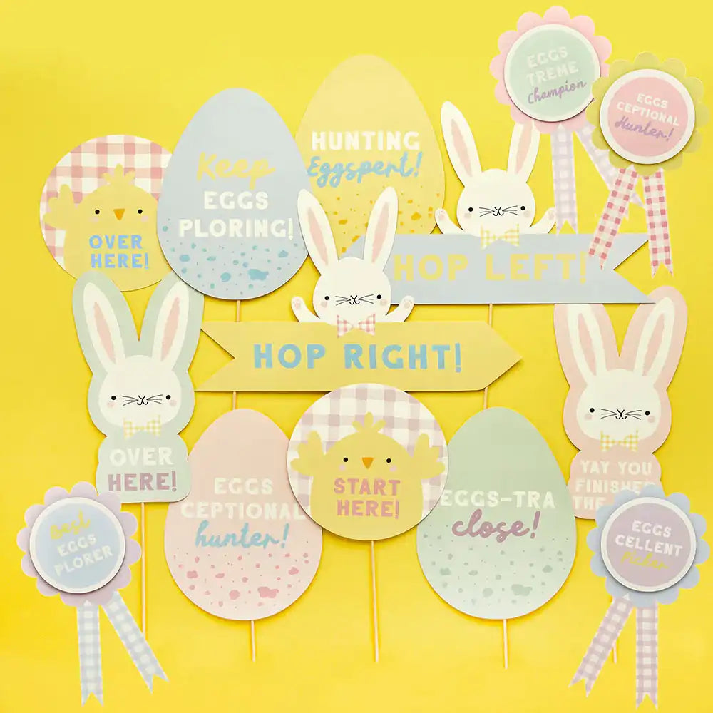 Easter Egg Hunt Signs & Rosettes Kit Easter
