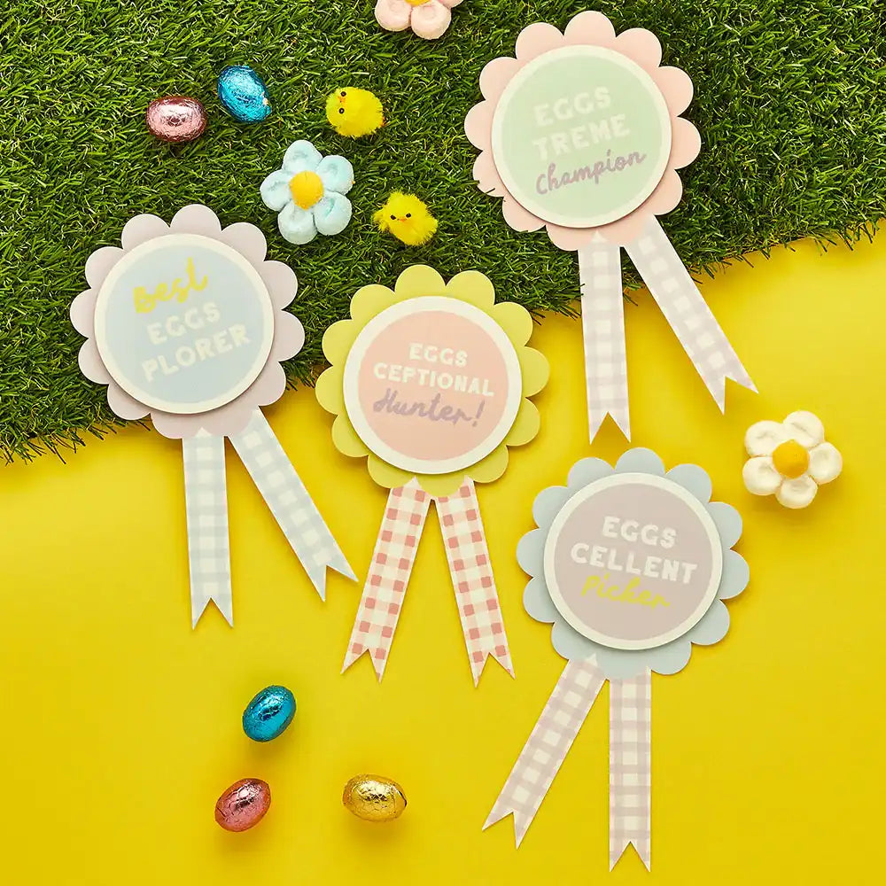 Easter Egg Hunt Signs & Rosettes Kit Easter