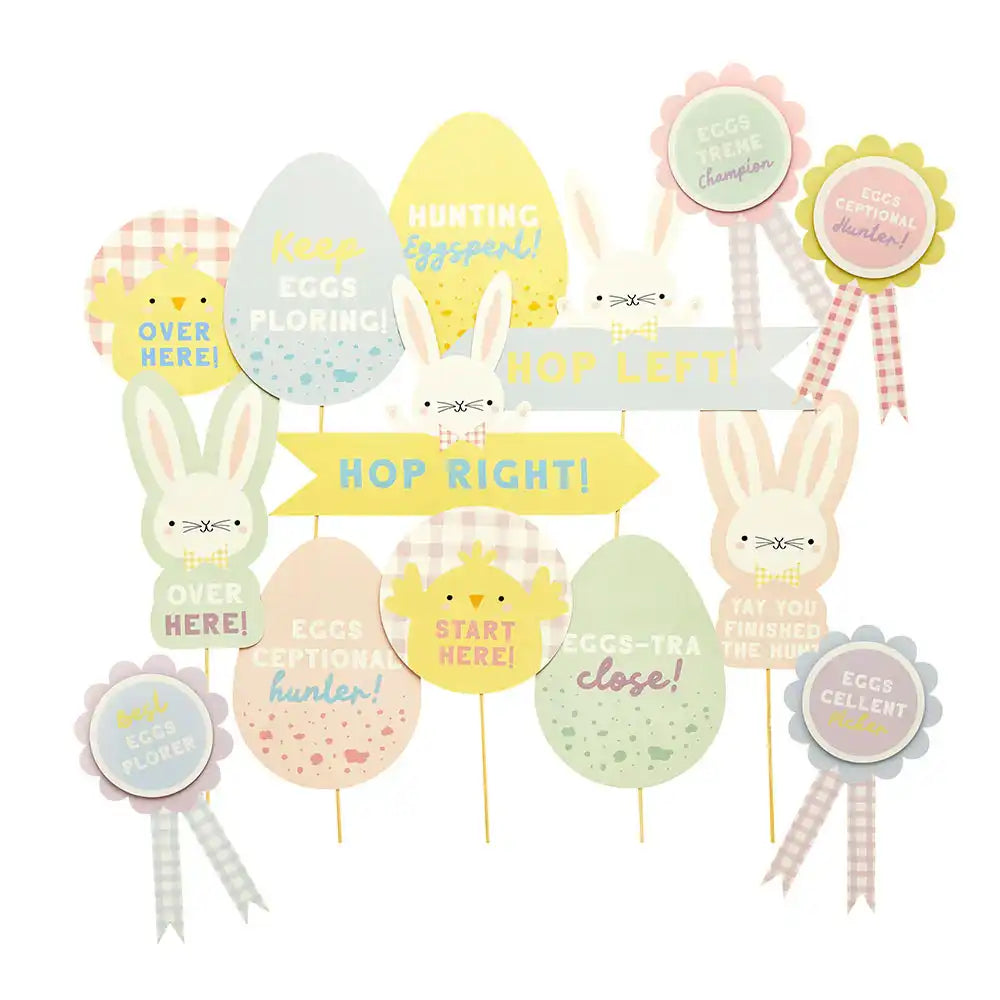 Easter Egg Hunt Signs & Rosettes Kit Easter