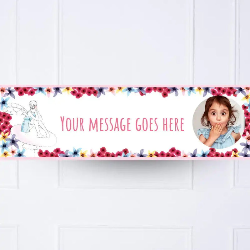 Floral Fairy Personalised Party Banner Yes Personalised Banner