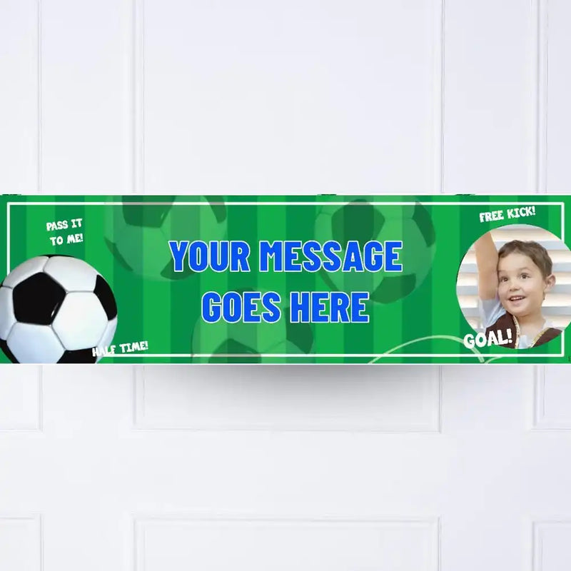 Football Mania Personalised Party Banner Blue Yes No Personalised Banner