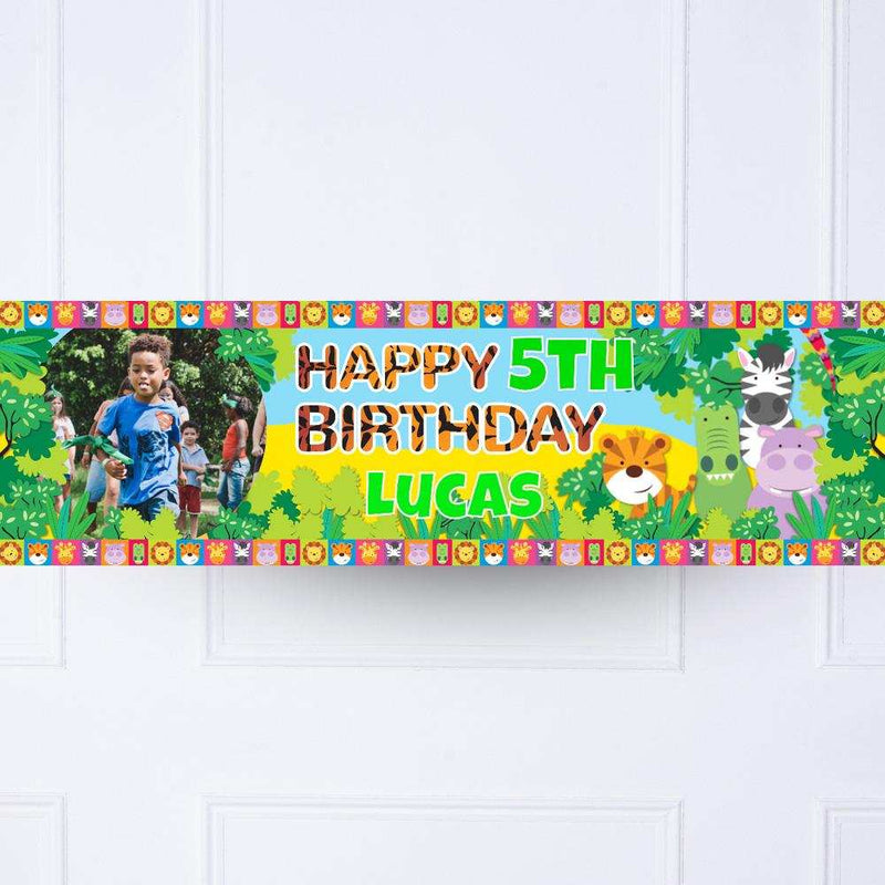 Jungle Friends Personalised Party Banner Yes Personalised Banner