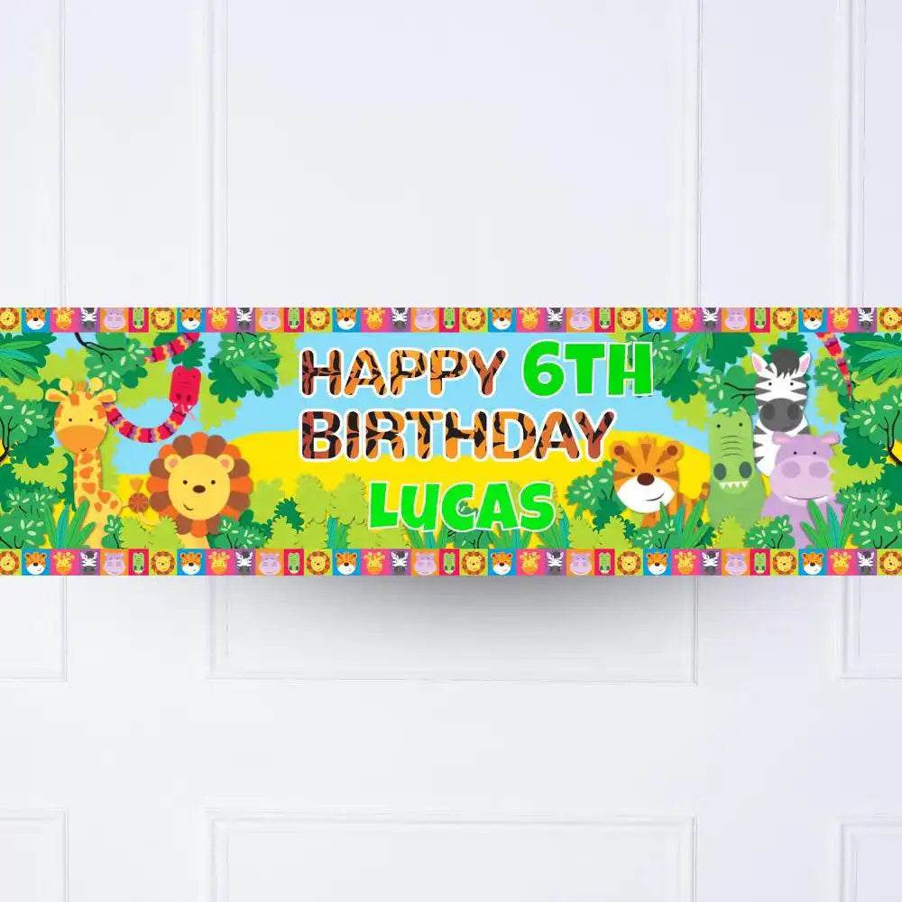 Jungle Friends Personalised Party Banner No Personalised Banner