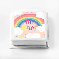 Personalised Slogan Gift Cake – Rainbow Pink Be Brave Without Name Personalised Cake