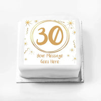 Personalised Photo Cake - White & Gold Any Age Birthday Message Only Small (up to 6 small portions) Personalised Cake