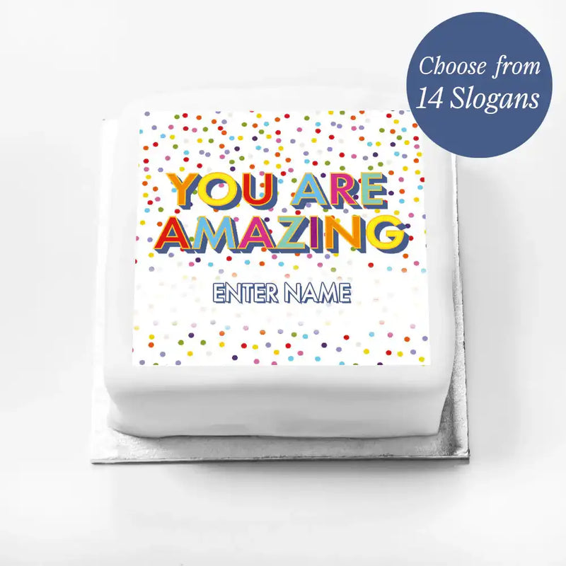 Personalised Slogan Gift Cake – Bright Dots Personalised Cake