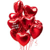 A Dozen Red Heart Personalised Balloons in a Box Personalised Balloons