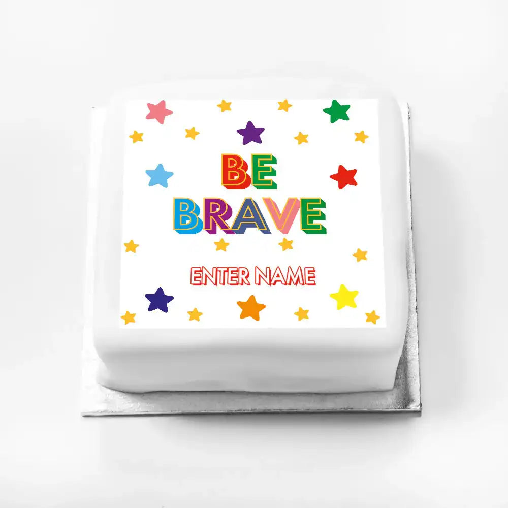 Personalised Slogan Gift Cake – Bright Stars Be Brave With Name Personalised Cake