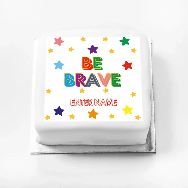 Personalised Slogan Gift Cake – Bright Stars Be Brave With Name Personalised Cake