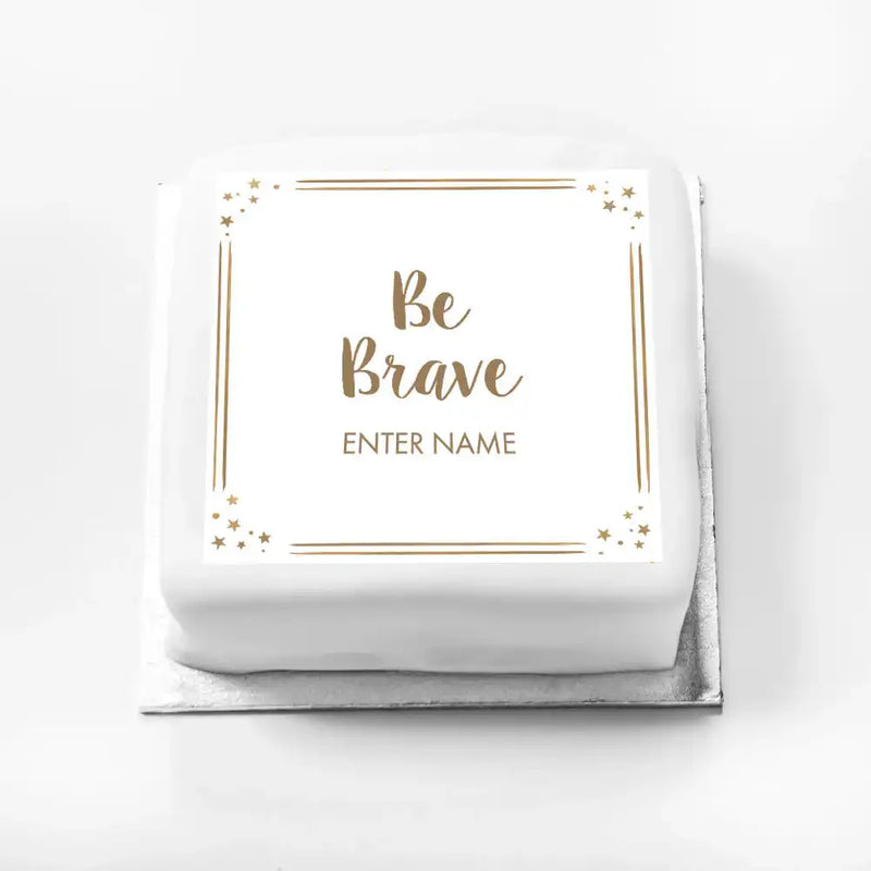 Personalised Slogan Gift Cake – Rose Gold Dots Be Brave With Name Personalised Cake