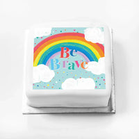 Personalised Slogan Gift Cake – Rainbow Blue Be Brave Without Name Personalised Cake