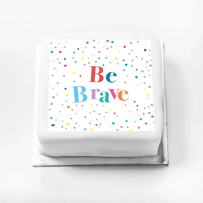 Personalised Slogan Gift Cake – Pastel Dots Be Brave Without Name Personalised Cake