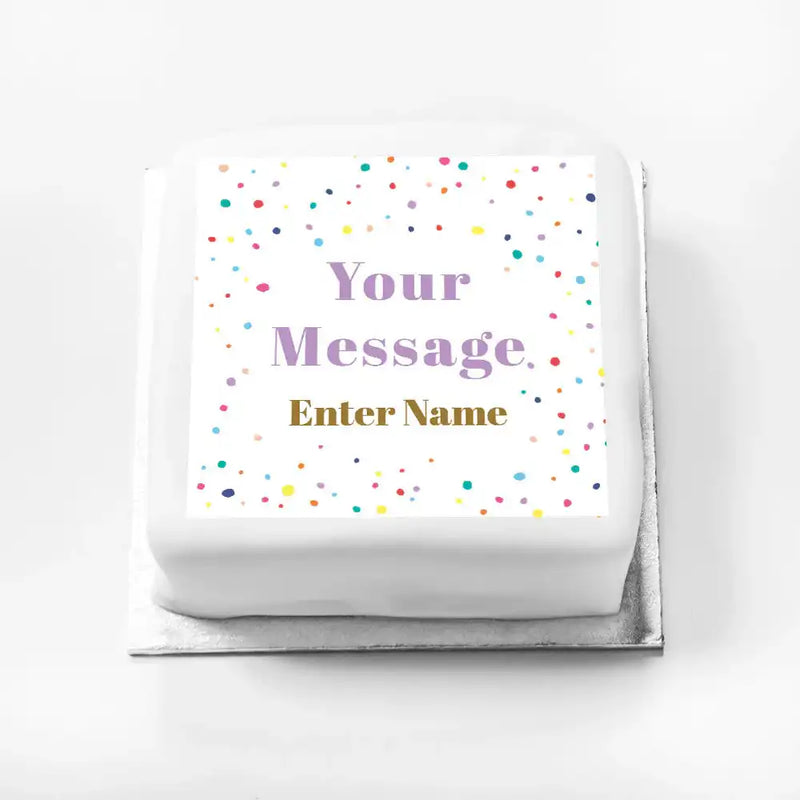 Personalised Slogan Gift Cake – Pastel Dots Your Own Message With Name Personalised Cake