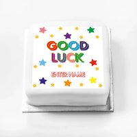 Personalised Slogan Gift Cake – Bright Stars Good Luck With Name Personalised Cake