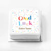 Personalised Slogan Gift Cake – Pastel Dots Good Luck With Name Personalised Cake