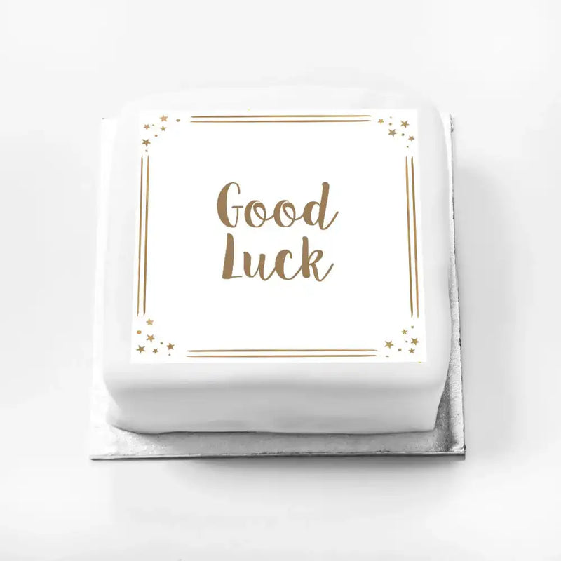 Personalised Slogan Gift Cake – Rose Gold Dots Good Luck Without Name Personalised Cake