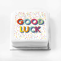 Personalised Slogan Gift Cake – Bright Dots Good Luck Without Name Personalised Cake