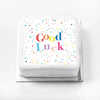 Personalised Slogan Gift Cake – Pastel Dots Good Luck Without Name Personalised Cake