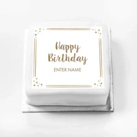 Personalised Slogan Gift Cake – Rose Gold Dots Happy Birthday With Name Personalised Cake