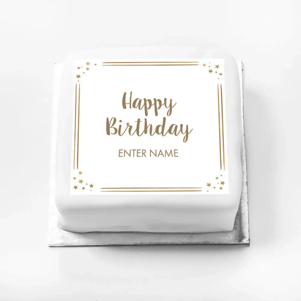 Personalised Slogan Gift Cake – Rose Gold Dots Happy Birthday With Name Personalised Cake