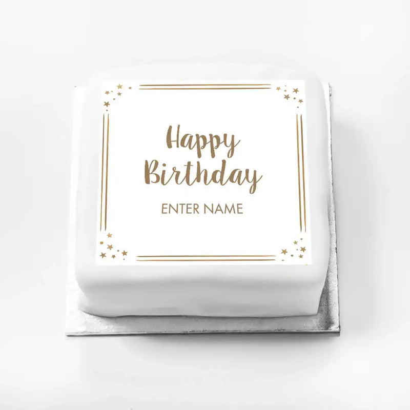 Personalised Slogan Gift Cake – Rose Gold Dots Happy Birthday With Name Personalised Cake