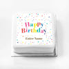 Personalised Slogan Gift Cake – Pastel Dots Happy Birthday With Name Personalised Cake
