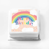 Personalised Slogan Gift Cake – Rainbow Pink Happy Birthday Without Name Personalised Cake
