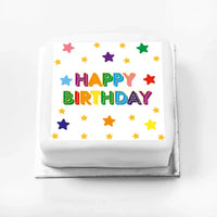Personalised Slogan Gift Cake – Bright Stars Happy Birthday Without Name Personalised Cake