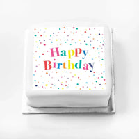 Personalised Slogan Gift Cake – Pastel Dots Happy Birthday Without Name Personalised Cake