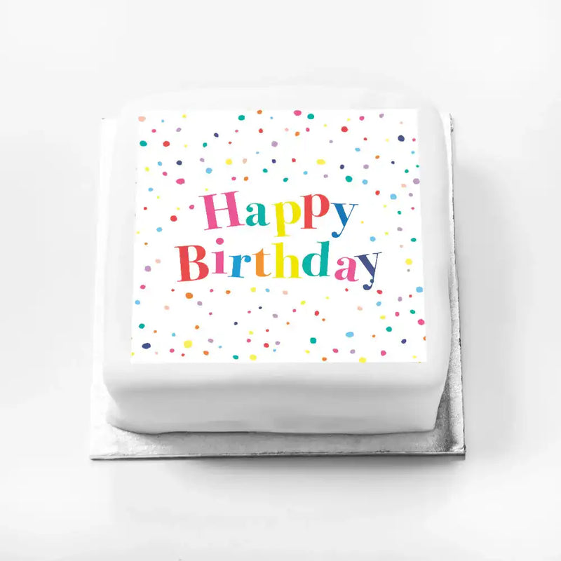 Personalised Slogan Gift Cake – Pastel Dots Happy Birthday Without Name Personalised Cake