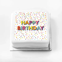 Personalised Slogan Gift Cake – Bright Dots Happy Birthday Without Name Personalised Cake
