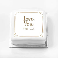 Personalised Slogan Gift Cake – Rose Gold Dots Love You With Name Personalised Cake