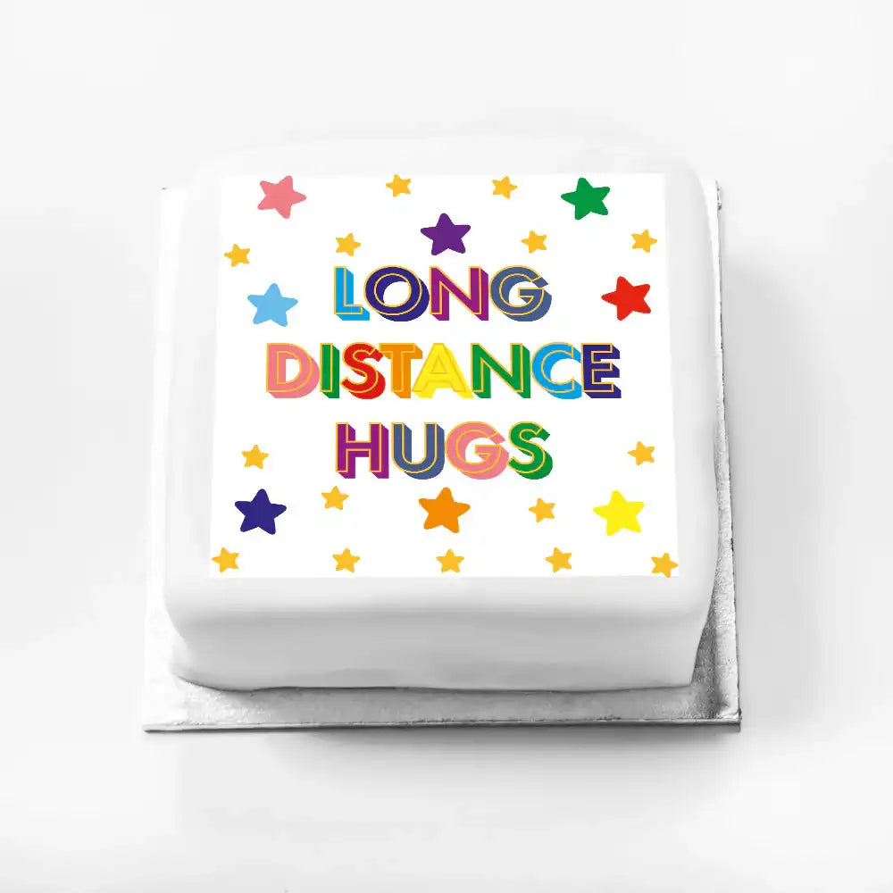 Personalised Slogan Gift Cake – Bright Stars Long Distance Hugs Without Name Personalised Cake