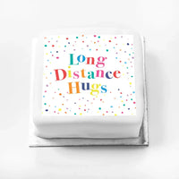 Personalised Slogan Gift Cake – Pastel Dots Long Distance Hugs Without Name Personalised Cake