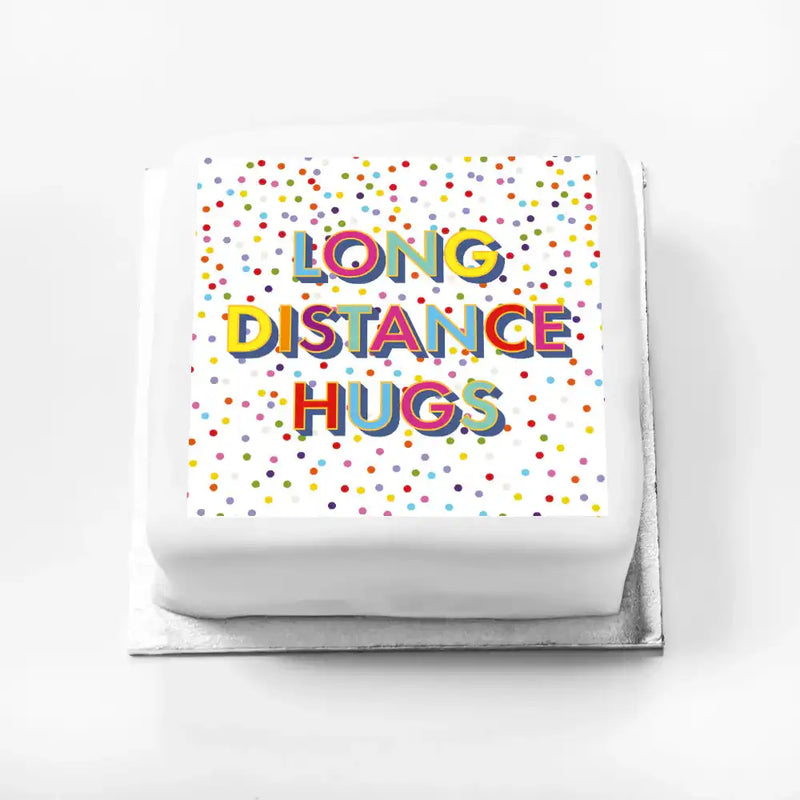 Personalised Slogan Gift Cake – Bright Dots Long Distance Hugs Without Name Personalised Cake