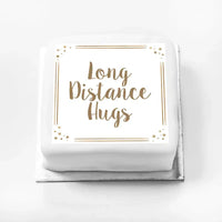 Personalised Slogan Gift Cake – Rose Gold Dots Long Distance Hugs Without Name Personalised Cake