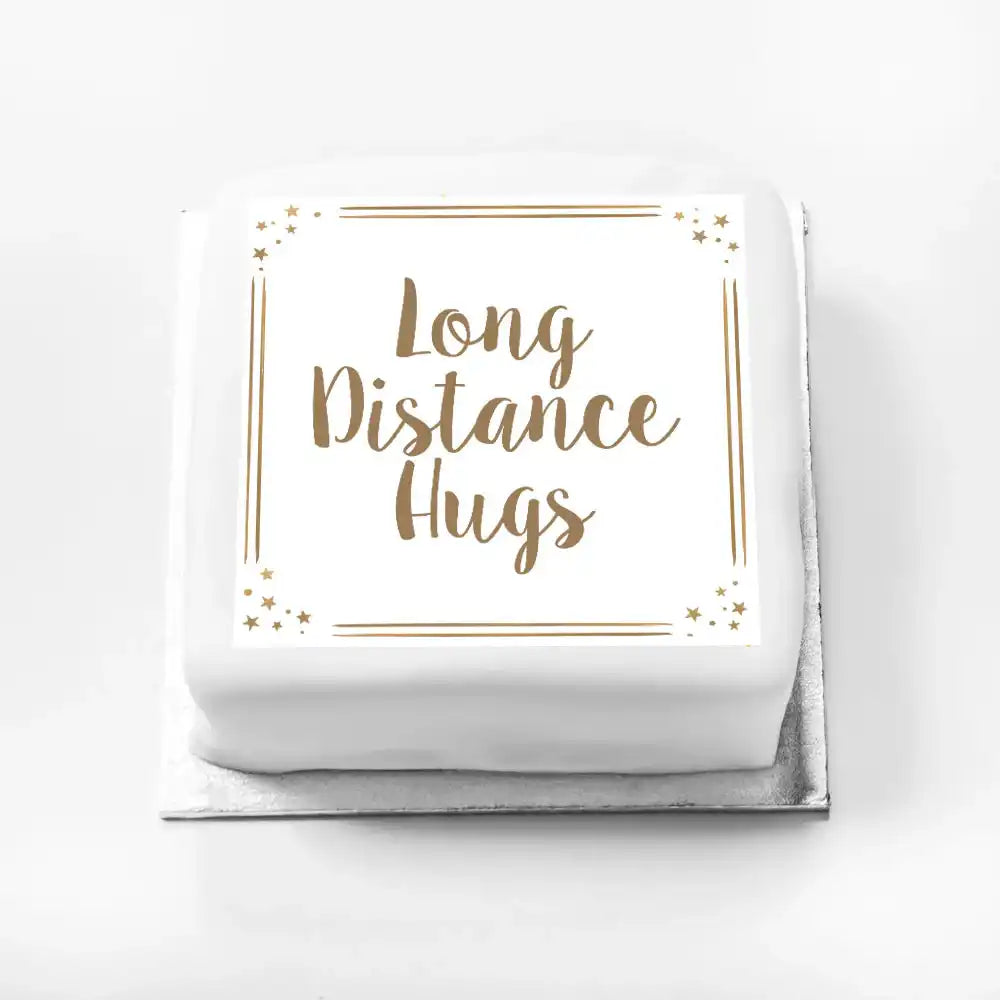 Personalised Slogan Gift Cake – Rose Gold Dots Long Distance Hugs Without Name Personalised Cake