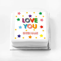 Personalised Slogan Gift Cake – Bright Stars Love You With Name Personalised Cake