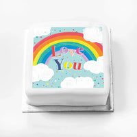 Personalised Slogan Gift Cake – Rainbow Blue Love You Without Name Personalised Cake
