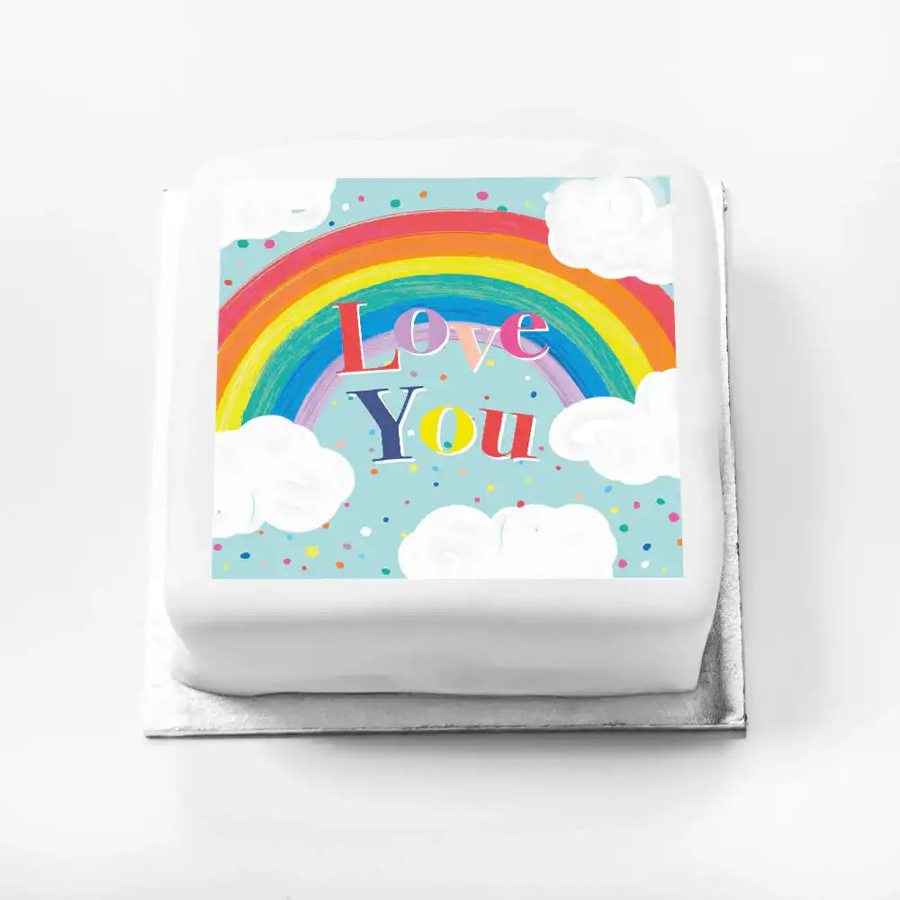 Personalised Slogan Gift Cake – Rainbow Blue Love You Without Name Personalised Cake