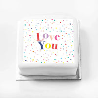 Personalised Slogan Gift Cake – Pastel Dots Love You Without Name Personalised Cake