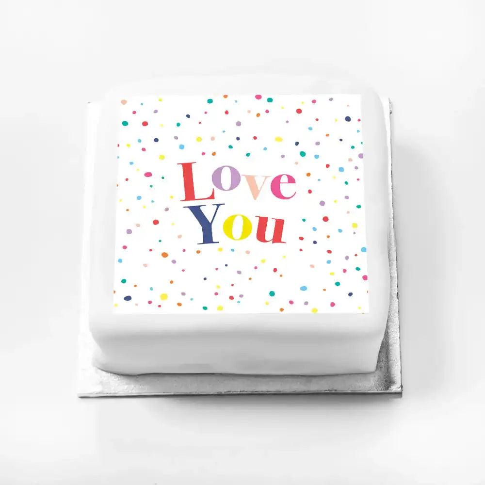 Personalised Slogan Gift Cake – Pastel Dots Love You Without Name Personalised Cake