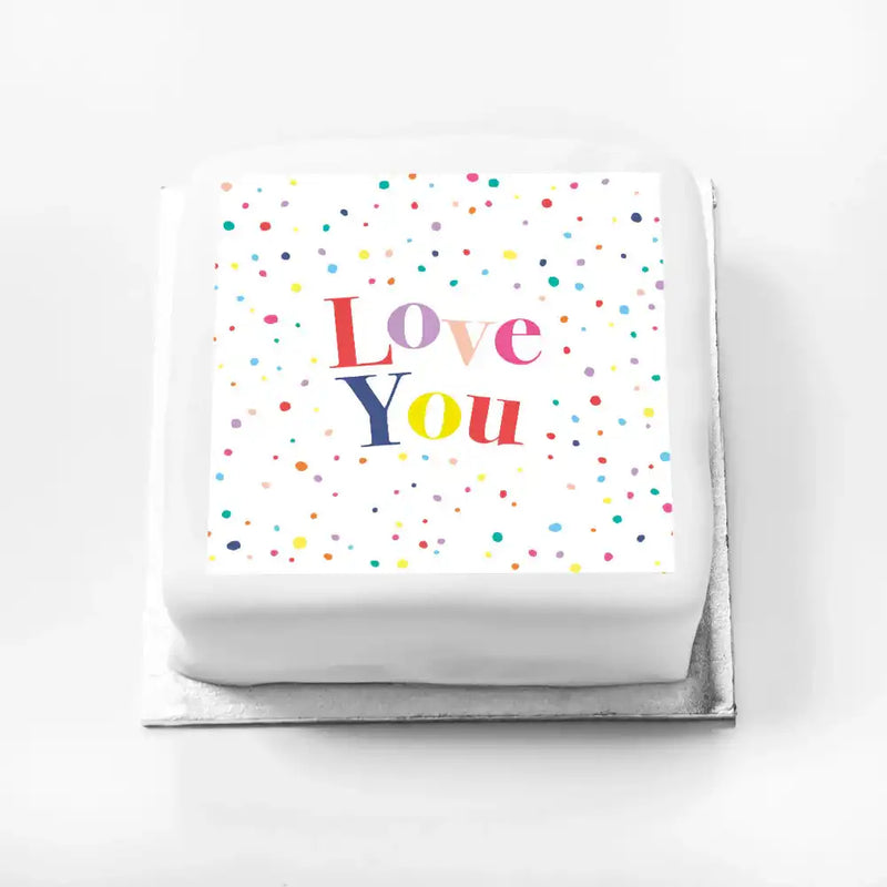 Personalised Slogan Gift Cake – Pastel Dots Love You Without Name Personalised Cake