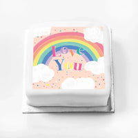 Personalised Slogan Gift Cake – Rainbow Pink Love You Without Name Personalised Cake