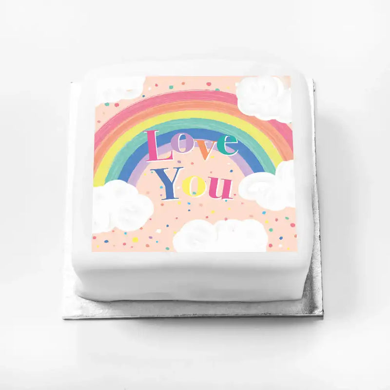 Personalised Slogan Gift Cake – Rainbow Pink Love You Without Name Personalised Cake